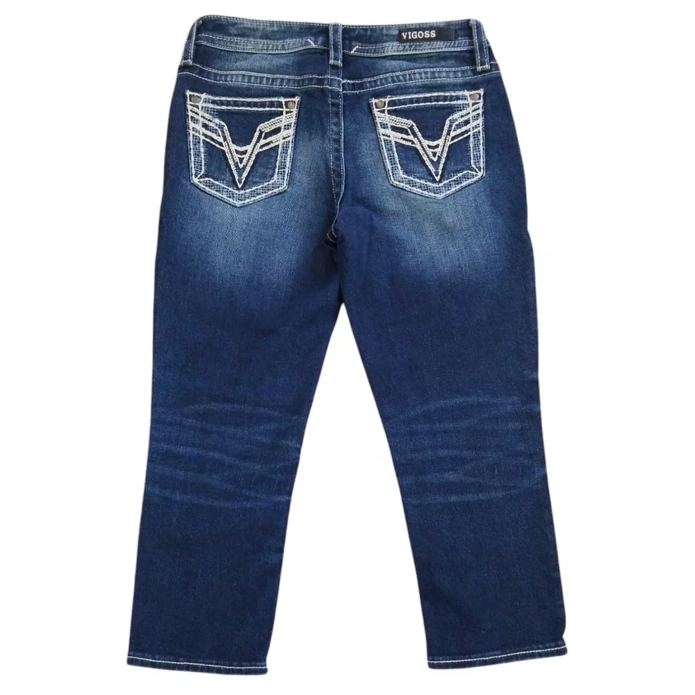 Vigoss‎ Heritage Fit Embroidered Denim Capris Size 6